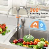 304 Stainless Steel Outdoor Utility Sink with Workbench & Storage Shelf