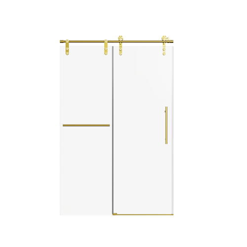 Frameless Single Sliding Shower Door 46-48"W x 76"H Brushed Gold