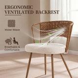 Set of 2 Metal Dining Chair Beige/Dark Walnut