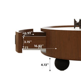Round Solid Wood Coffee Table with Storage Bouguer Walnut/Brown