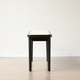 Modern Style Black Color Solid Oak Wood Dining Bench with Rattan Detail