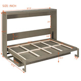 Queen Solid Wood Murphy Bed with Storage Drawers Gray