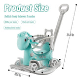 Unicorn Rocking Horse for Toddlers, Balance Bike Ride On Toy with Push Handle an