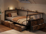 Twin Engineered Wood Platform Bed with Storage Drawers Black