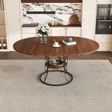Stone Dining Table Walnut/Black 49"