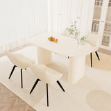 63' medieval modern cream style MDF dining table and beige PU dining chair set,