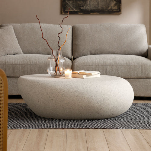 Glass Coffee Table Cream White