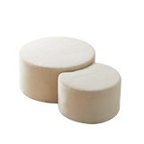 Round Corduroy Nesting Tables Set of 2 Beige