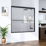 56"-60"W*60" H Semi-Frameless Double Sliding Shower Door, Bypass Shower Door