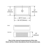 30" White Farmhouse Sink - 30 x 18 x 10 inch Kitchen Sink Apron-front White
