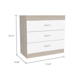 Melia Three Drawer Dresser Light Gray White Metal Hardware
