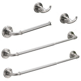 Brushed Nickel Bathroom Hardware Set 24" Towel Rack 4-Piece