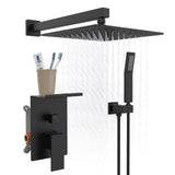 Matte Black 10" Rainfall Shower System Wall Mount Square Head