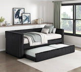 Daybed with Trundle Engineered Wood Black