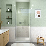 34" W x 72" H Semi-Frameless Circular Pivot Shower Door in Chrome With 1/4"