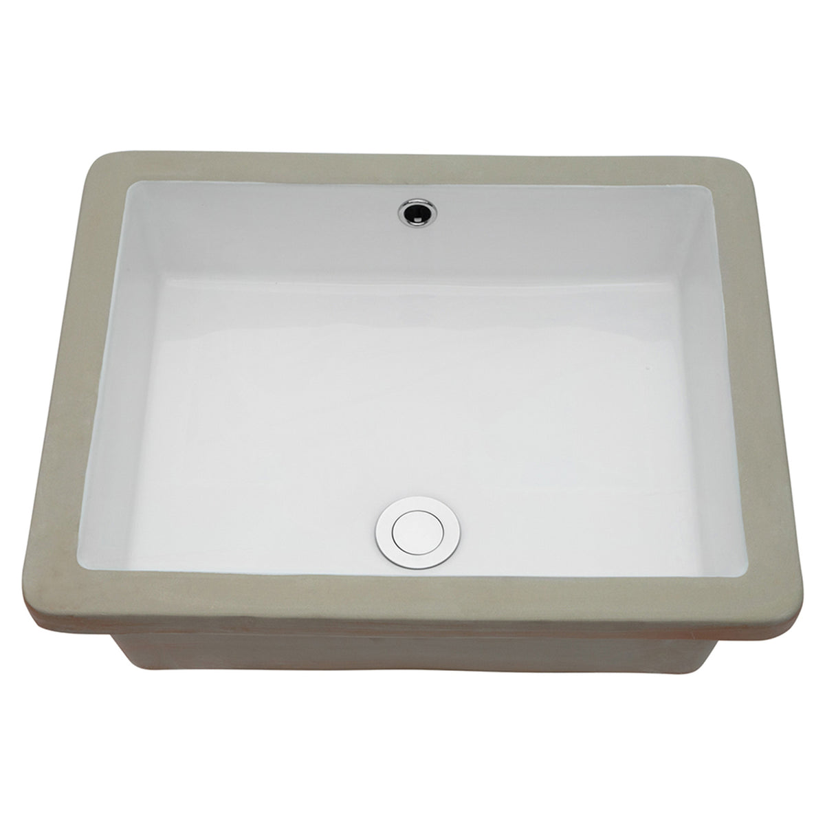 20' x 15.5' Modern Rectangular Undermount Bathroom Sink with Overflow in White C