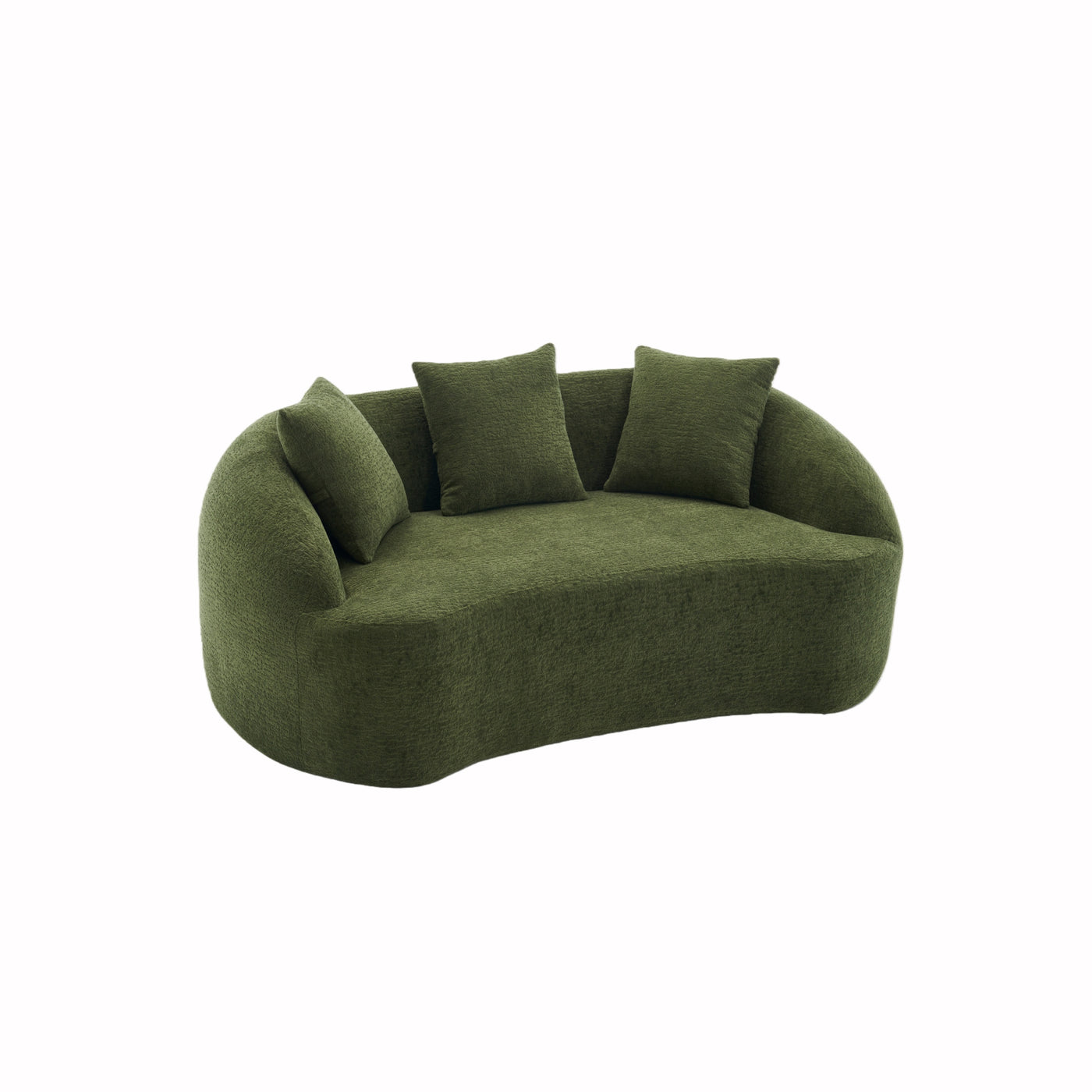 Green Chenille 2-Seater Loveseat with Pillows