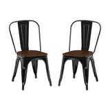 Set of 2 Industrial Metal Dining Chairs 18" Seat Height Black