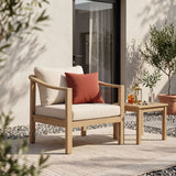 Acacia wood patio furniture club chair,26.38' deep seat design with soft cushion, slatted wood backrest,suitable for porches,gardens,backyards,and balconies (Light Teak+Cream Cushion)