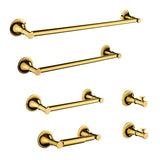 Towel Rack Set - 6 Piece - Brass - Wall Mount Bathroom Hardware