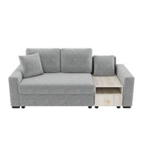 Sofa Modular Chenille Gray 2 Seat Center Console Storage Armrests 79 In