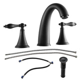 Matte Black 2 Handle Widespread Bathroom Faucet Pop Up Drain