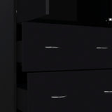 Black Armoire with Double Doors, 2 Drawers, Hanging Rod