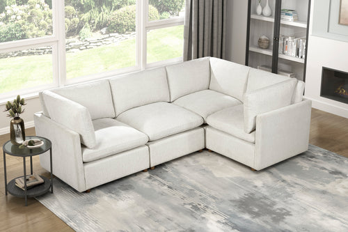 Modern 4-Piece Modular Sectional Beige Fabric Armless