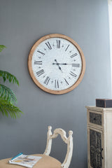32.3" Oversized Wall Clock with Fir Wood Frame