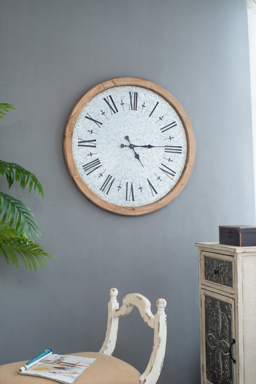 32.3" Oversized Wall Clock with Fir Wood Frame