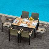 7-Piece Acacia Wood Patio Dining Set with Umbrella Hole