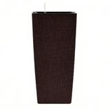 Brown Faux Rattan Indoor Outdoor Planter 22" Auto Water, 2 Pack