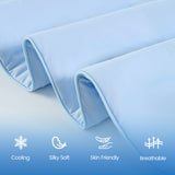 Cooling Comforter 90x90", Nylon-Spandex Wave Quilted, Ice Blue