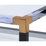 Coffee Table - Modern - Tempered Glass & Metal - Clear & White - Shelf