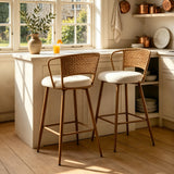 Set of 2 Metal Bar Stool Cream