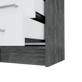 Nightstand with Two Drawers and Cabinet, Smokey Oak/White