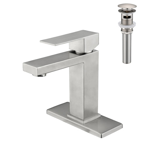 Single Handle Bathroom Sink Faucet with Pop-Up Drain