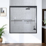 56"-60"W*60" H Semi-Frameless Double Sliding Shower Door, Bypass Shower Door