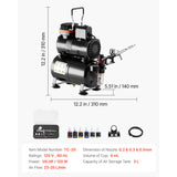 Airbrush Kit, 1/6 HP, Air Brush Kit with Air Compressor and Tank, 1 Dual-Action
