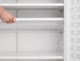 White Metal Double Door Shoe Cabinet Adjustable Compartments