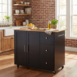 Mobile Kitchen Cart with Storage, 39.76'' Rolling Kitchen Island with 2 Doors