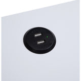 Accent Table - Modern - White & Black - Built-In USB Port & Drawer