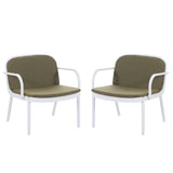 Luna Outdoor PP Club Chair Set - White Frame with Green Cushion, Durable and Stylish Outdoor Seating