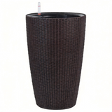 Faux Rattan Tall Planters Set of 2, 22", Auto Watering