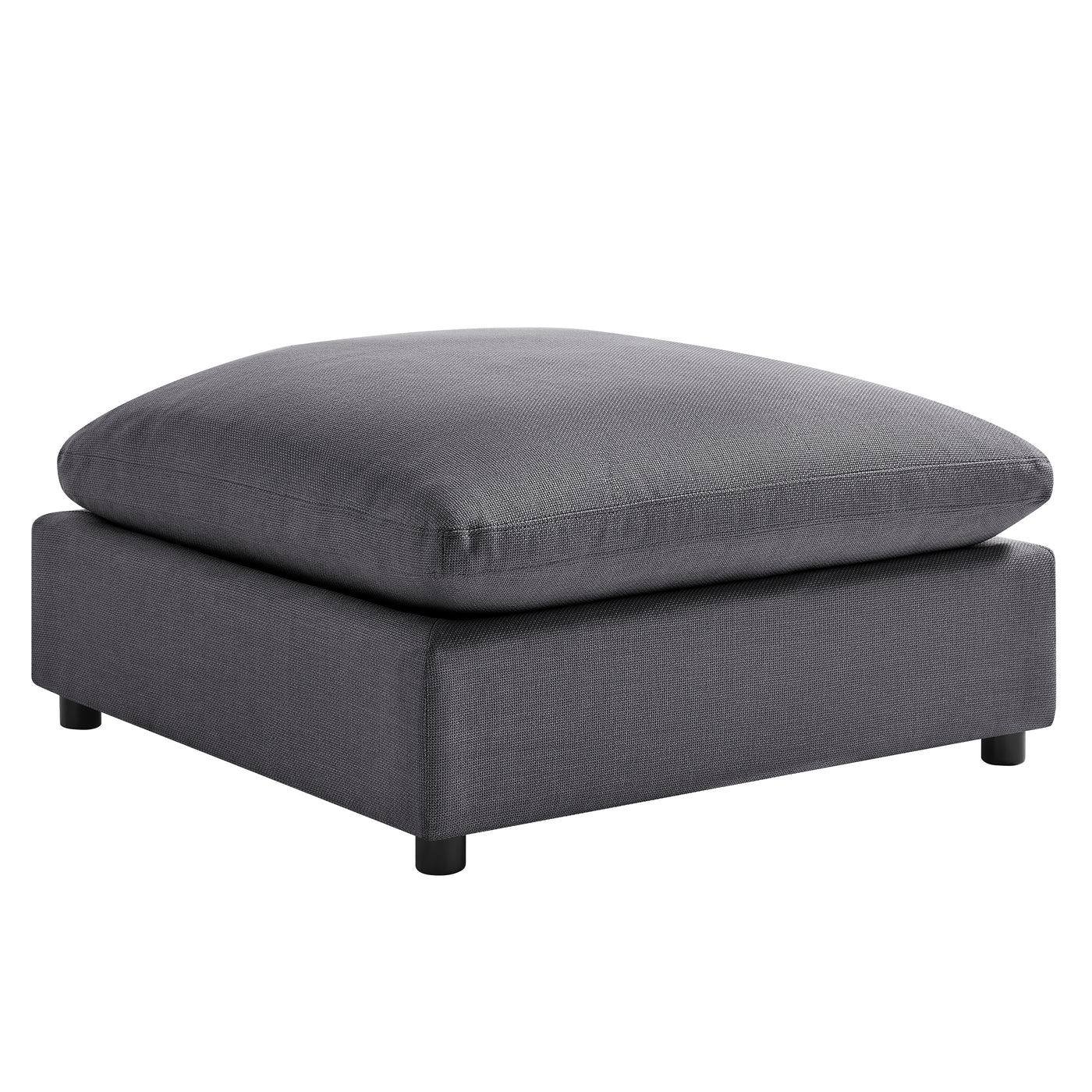 Charcoal Fabric Ottoman with Removable Covers and Wood Legs