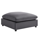 Charcoal Fabric Ottoman with Removable Covers and Wood Legs