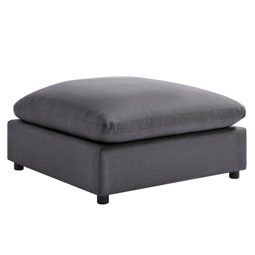 Charcoal Fabric Ottoman with Removable Covers and Wood Legs