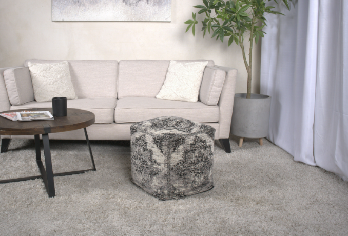 Square Pouf Black and Beige