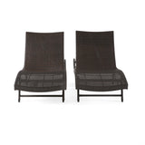 Modern PE Wicker Chaise Lounge Brown Rattan 79.25
