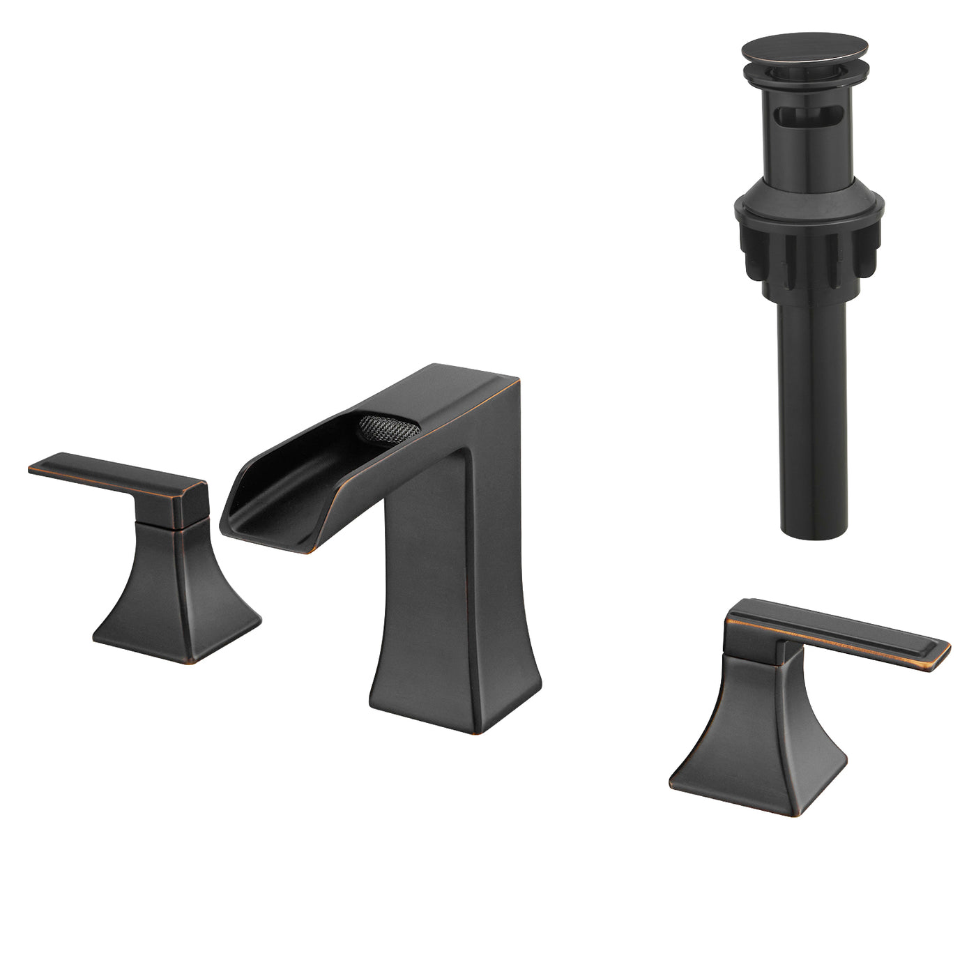 8" Widespread 3 Hole ORB Bathroom Sink Faucet with Pop Up Drain